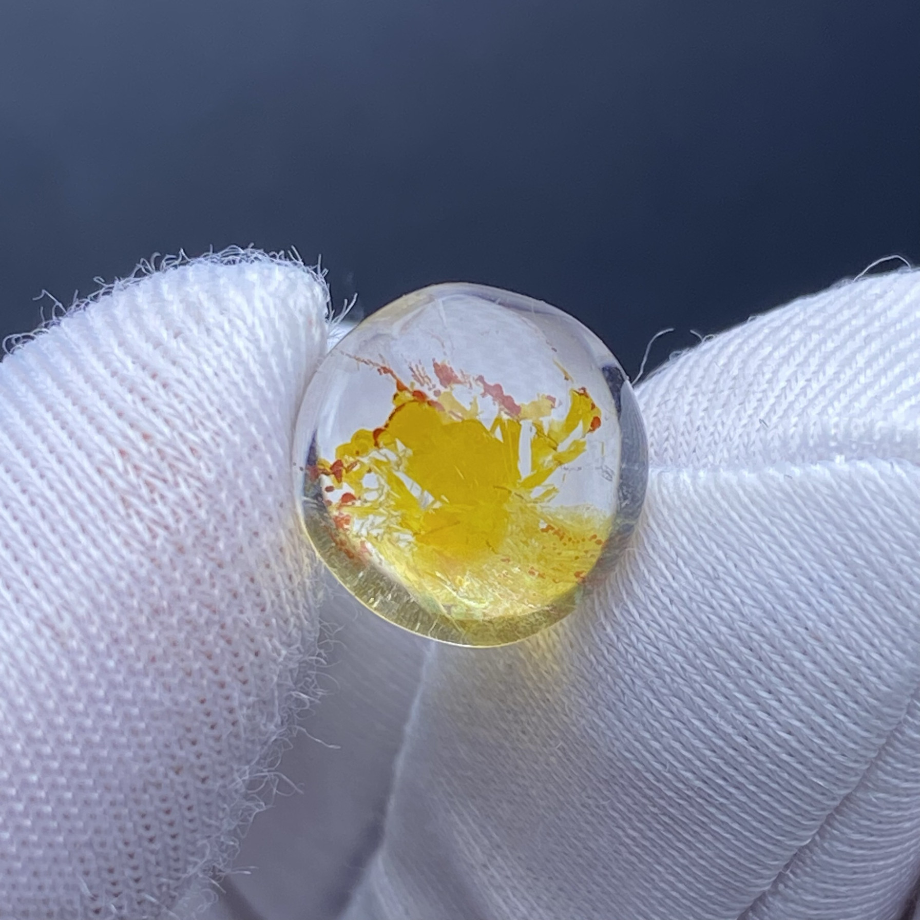 天然水晶黄胶花吊坠裸石蛋面DIY水晶饰品可做戒指一物一图