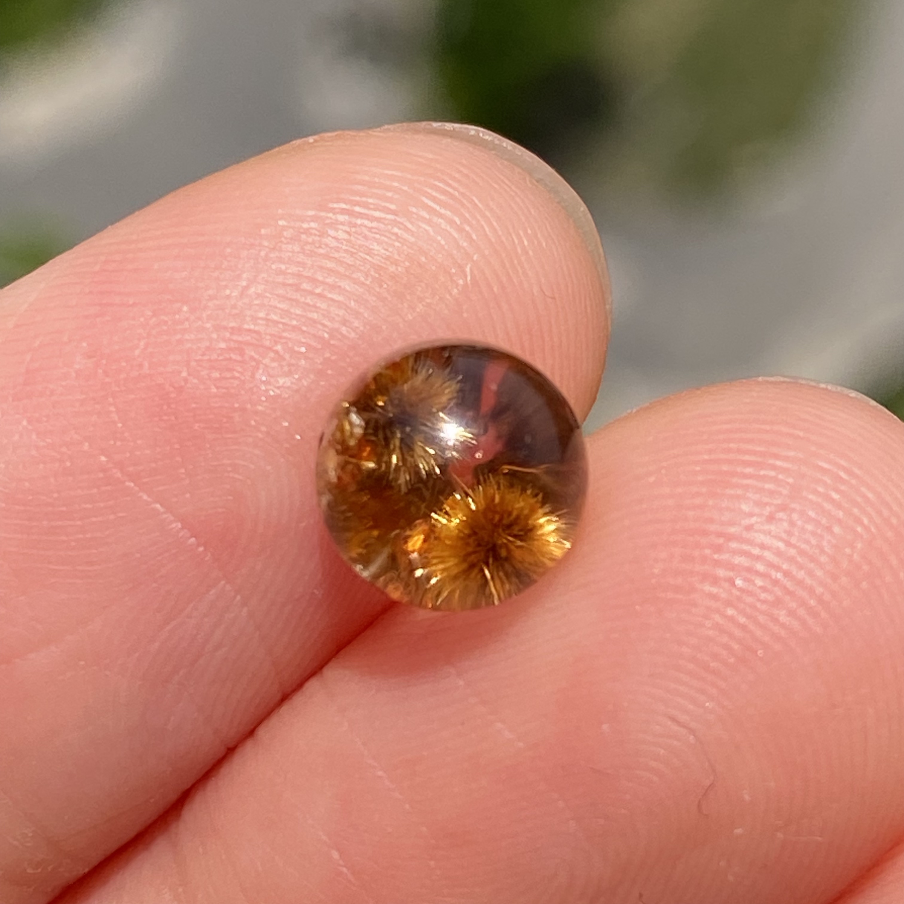 天然水晶发晶花吊坠圆珠DIY发晶单珠饰品项链可做戒指7mm一物一图