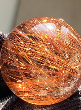 天然水晶发晶吊坠圆珠DIY水晶单珠饰品项链21mm一物一图