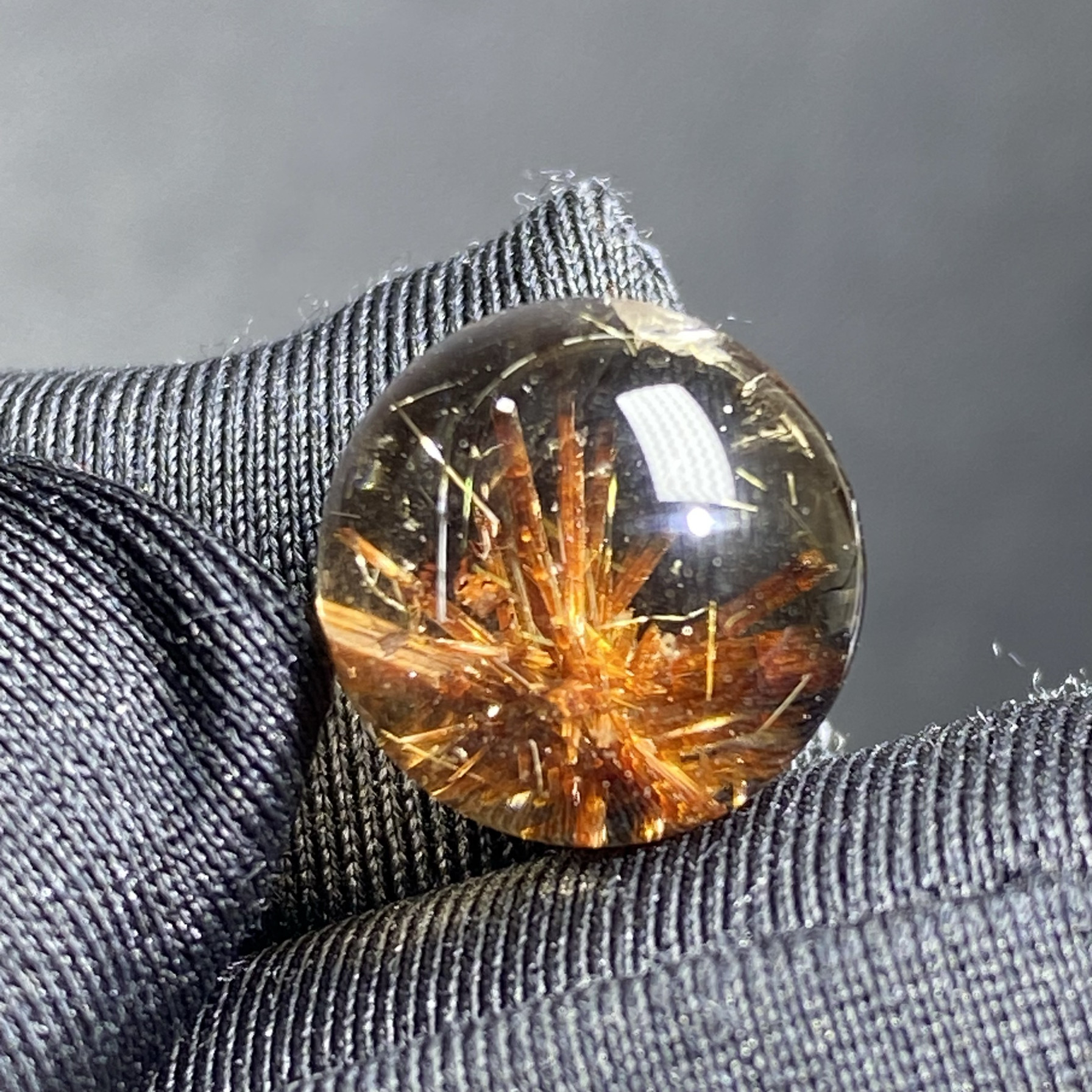 天然水晶发晶花吊坠圆珠diy水晶配珠饰品挂坠12mm一物一图
