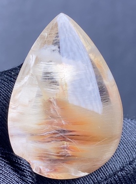 天然水晶发晶吊坠 蝴蝶发白兔毛挂坠男女款项坠 一物一图