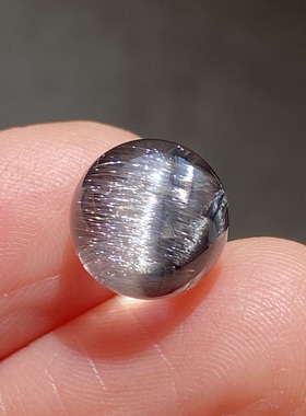 天然水晶黑银钛吊坠圆珠DIY银钛单珠饰品配珠可做戒指9.5mm