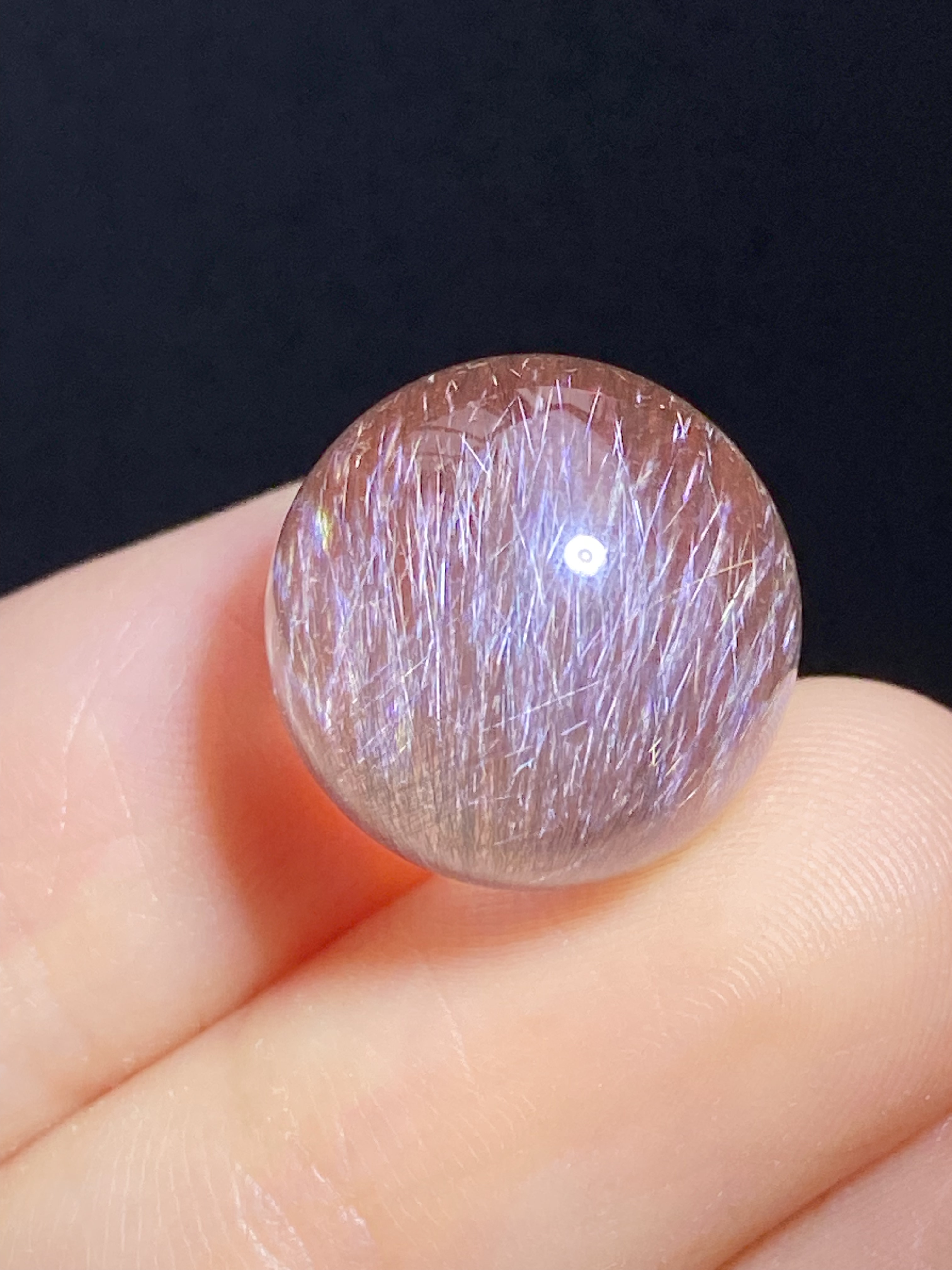 天然水晶顺发黑银钛吊坠圆珠DIY水晶单珠饰品项链15mm一物一图
