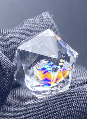 天然白水晶彩虹切面裸石吊坠DIY七彩水晶饰品项链一物一图