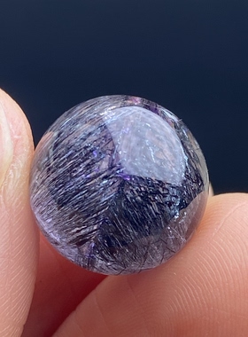 天然水晶紫晶发吊坠圆珠DIY紫发晶单珠饰品项链14mm一物一图
