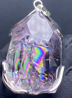 天然紫水晶彩虹吊坠男女款紫晶饰品项链挂坠 一物一图