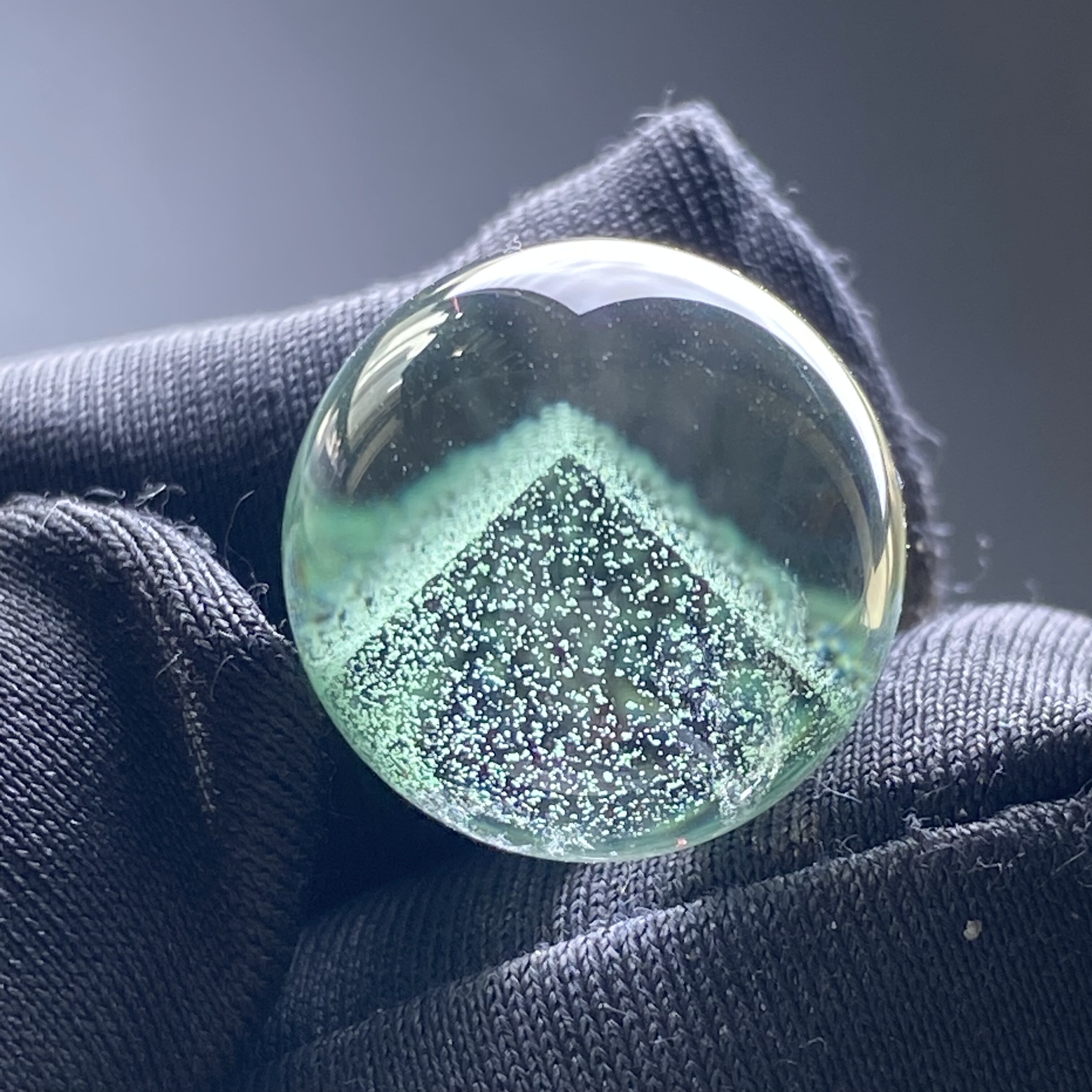 天然水晶青幽灵银山金字塔吊坠圆珠DIY水晶单珠饰品项链15mm