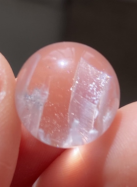 天然水晶包裹体粉色矿石吊坠圆珠DIY矿石单珠饰品项链13.5mm