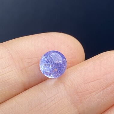 天然水晶蓝发晶吊坠圆珠男女款蓝线石项链饰品单珠7mm可做戒指