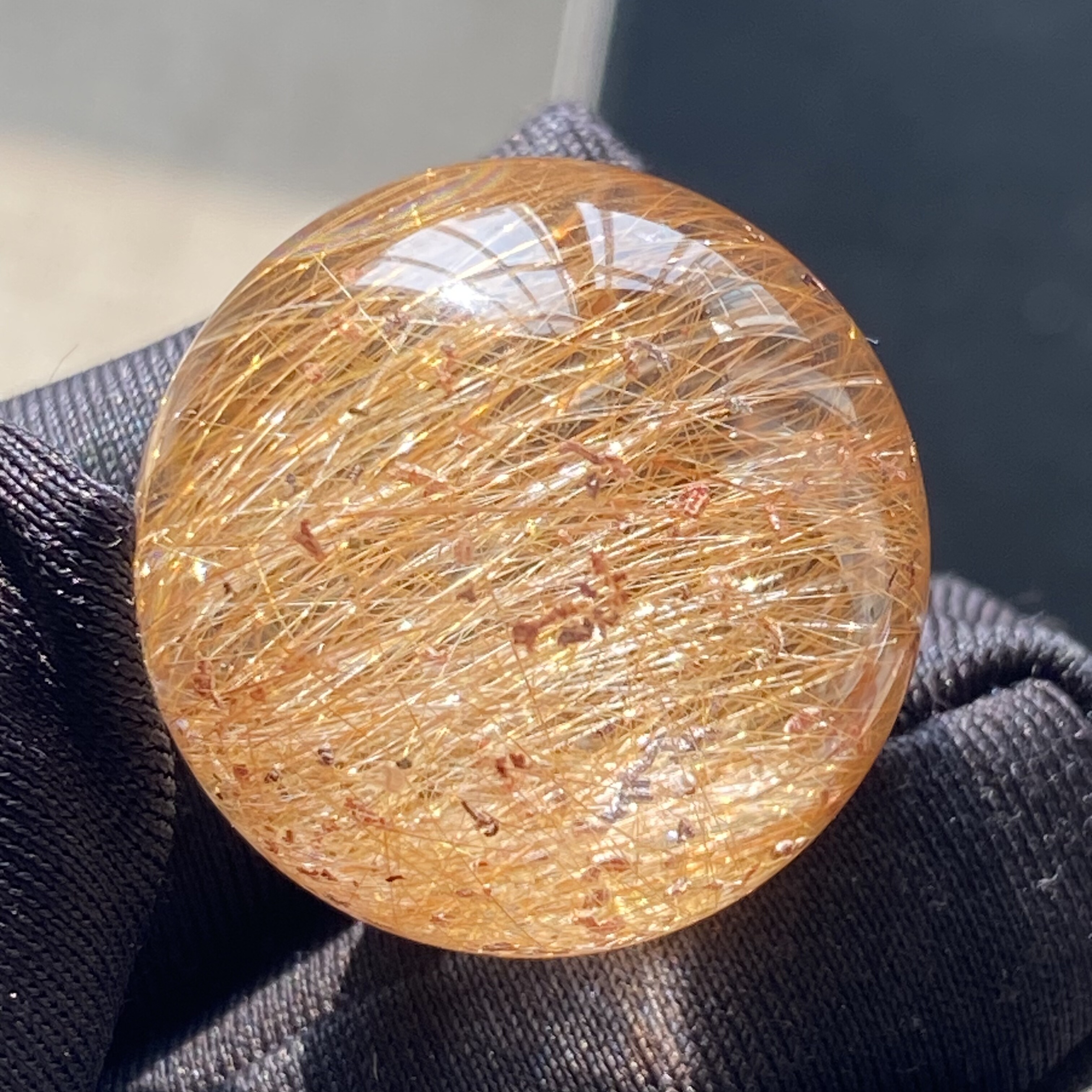 天然水晶发晶吊坠圆珠DIY发晶幽灵共生单珠饰品项链21.5mm