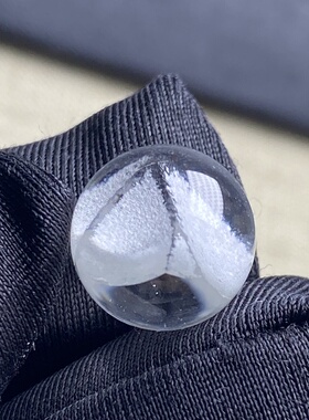天然水晶白幽灵银山金字塔吊坠圆珠DIY幽灵单珠饰品项链11.5mm