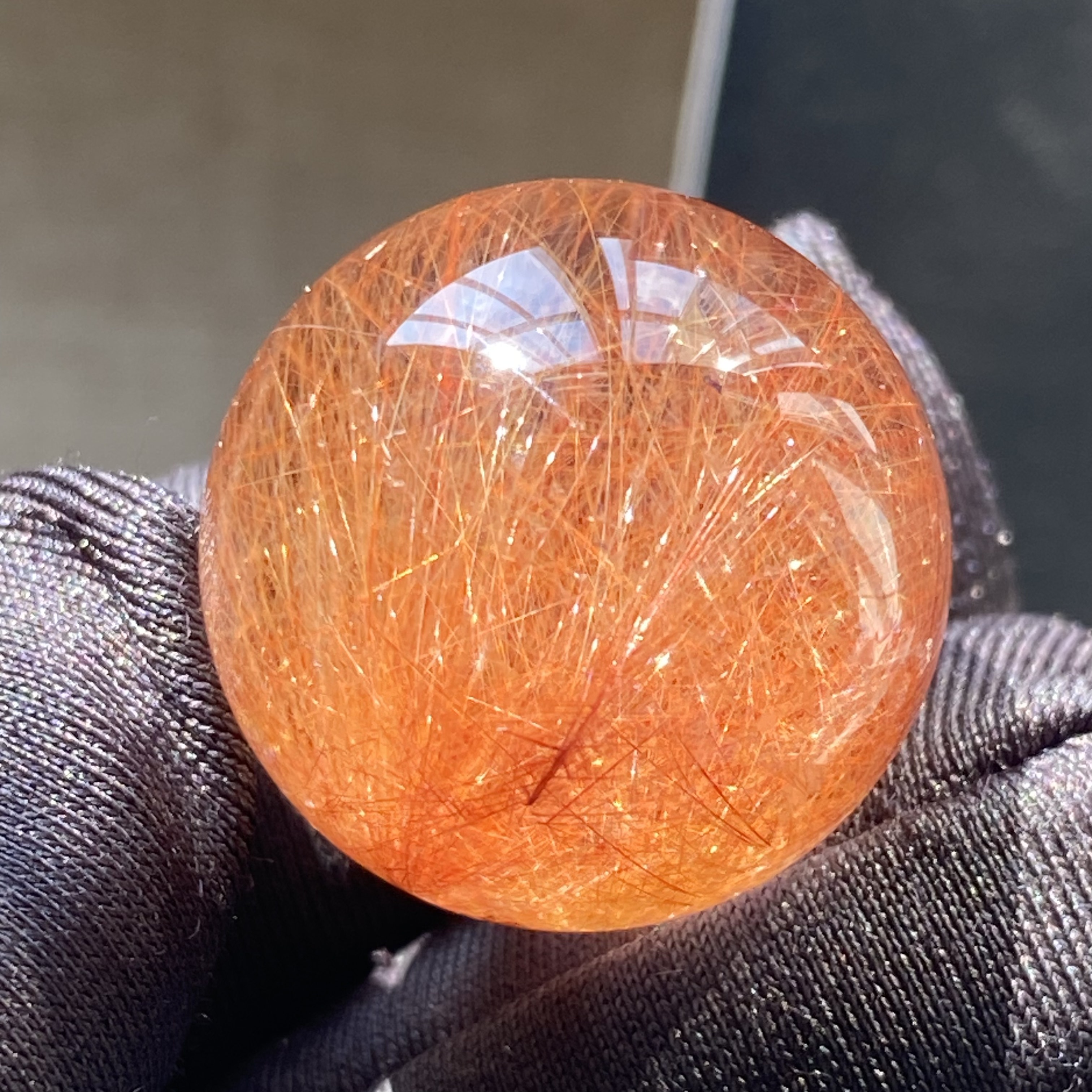 天然水晶发晶吊坠圆珠DIY水晶单珠配珠饰品项链21mm一物一图