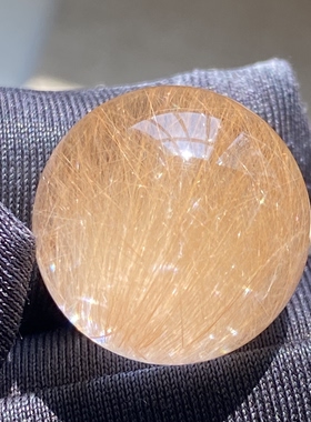 天然水晶黄兔毛发吊坠圆珠DIY兔毛单珠饰品项链18mm一物一图