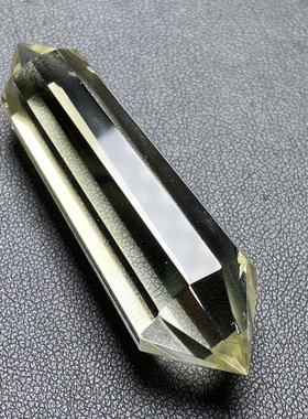 天然黄水晶蓝针双尖多棱柱灵摆吊坠 一物一图