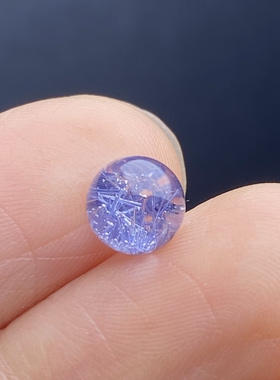 天然水晶蓝发晶吊坠圆珠DIY蓝线石单珠饰品可做戒指6mm一物一图