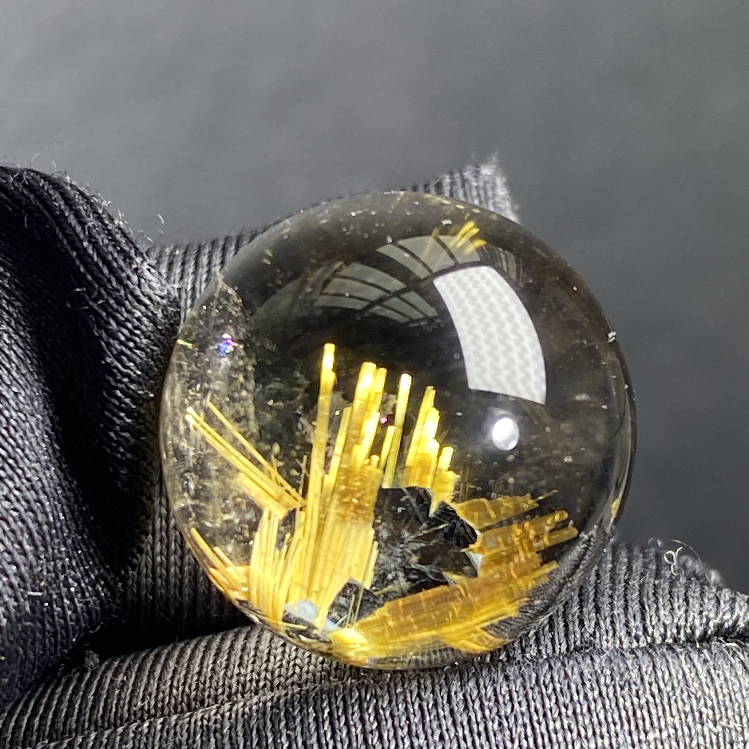 天然水晶钛晶花吊坠圆珠DIY发晶花单珠饰品项链16mm一物一图