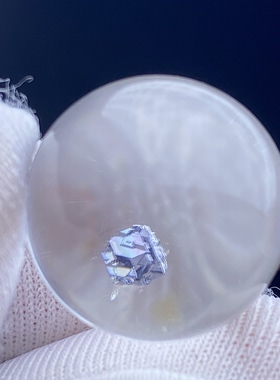 天然水晶包裹体七彩矿石吊坠圆珠DIY矿石单珠饰品项链16mm