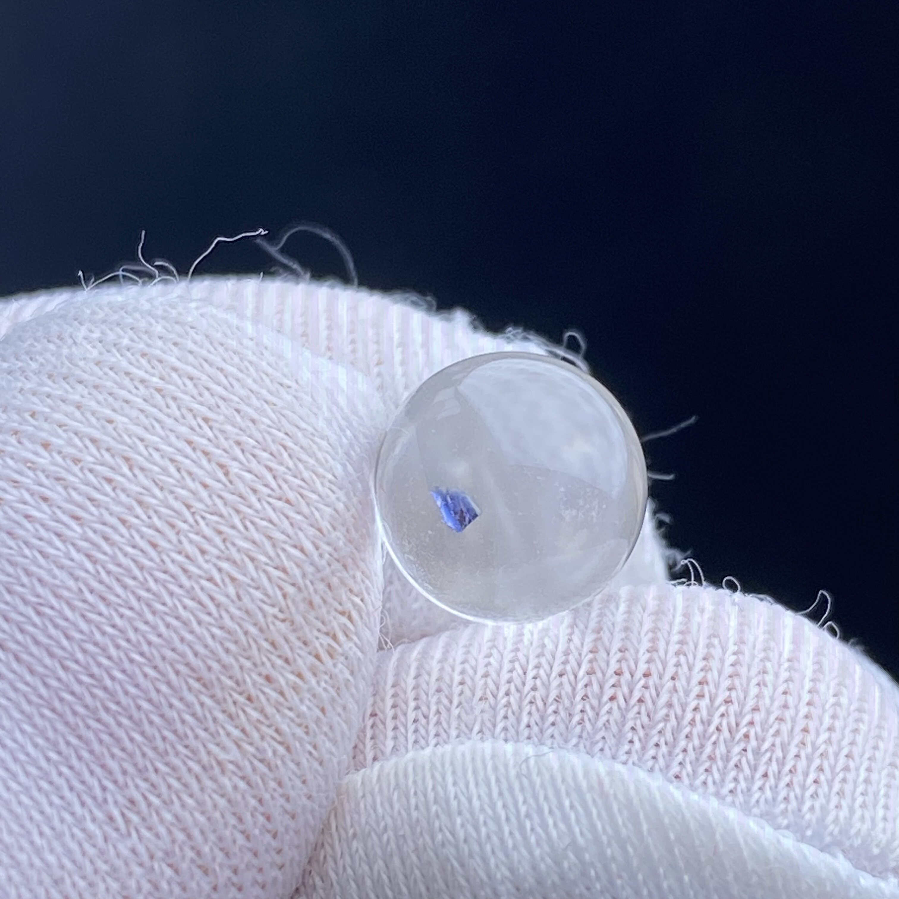 天然水晶包裹体蓝矿吊坠圆珠DIY水晶饰品项链可做戒指7.5mm