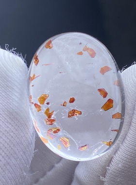天然水晶包裹体红色矿石云母吊坠裸石DIY水晶饰品项链一物一图