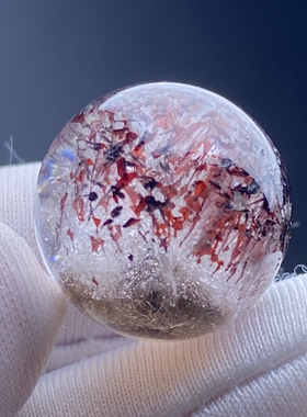 天然水晶草莓晶吊坠圆珠DIY水晶单珠饰品项链16mm一物一图