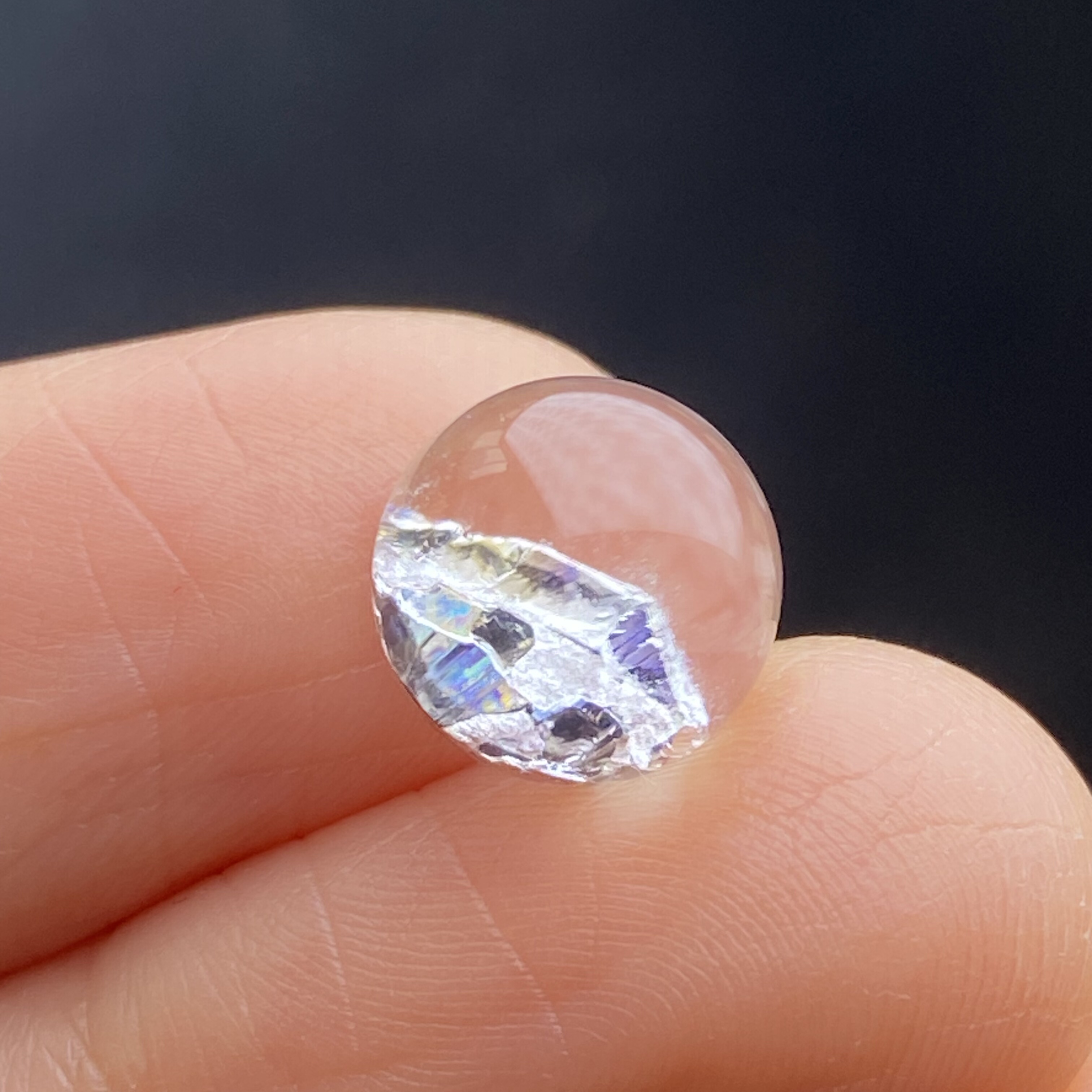 天然水晶包裹体矿石吊坠圆珠DIY水晶单珠饰品项链9.5mm可做戒指