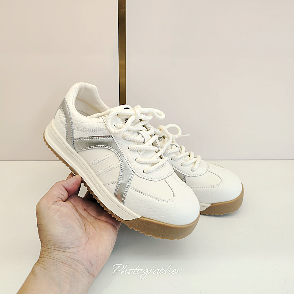 巴宝秀同款实体店510-67真皮板鞋2025新款厚底小白鞋休闲平底白搭