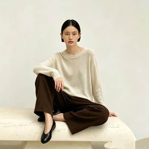 老钱风松弛慵懒100%汉麻针织长袖