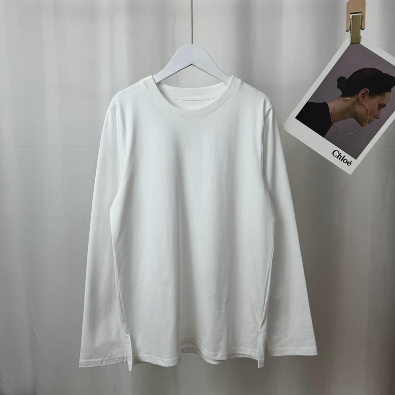 长袖简约百搭匹马棉情侣长袖T恤