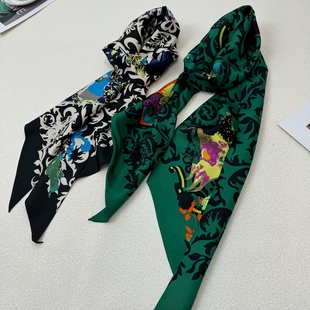 无敌赞~韩国单100%真丝桑蚕丝绚丽印花质感长款多功能围巾 丝巾