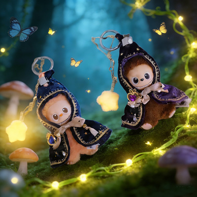 10cm迷你Labubu4.0衣服星灯紫巫袍披风斗篷拉布布4代娃衣挂件着替