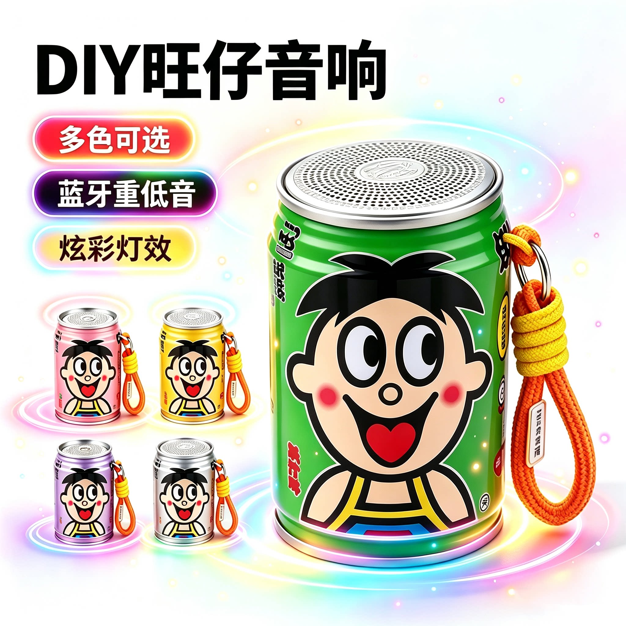 网红DIY旺仔生日蓝牙音箱卡通音乐盒桌面摆件定制低音炮创意音响