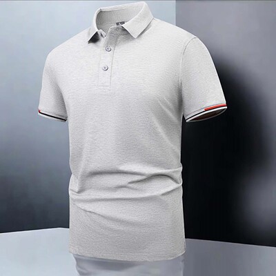 透气翻领纯色短袖polo衫
