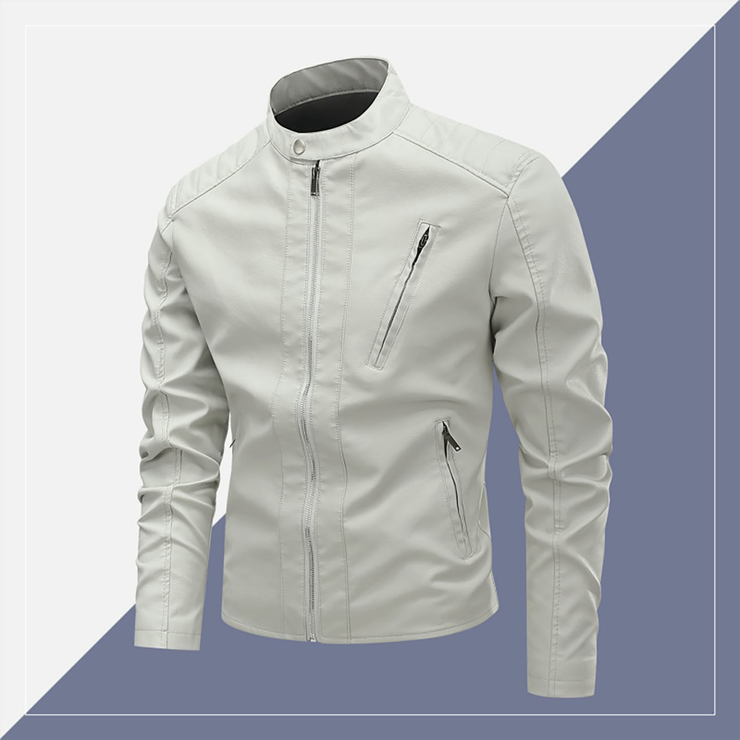 2025秋冬季男士立领皮衣外套韩版潮流修身机车服夹克时尚休闲男装