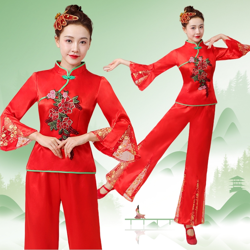 秧歌服女2023新款民族喜庆扇子舞