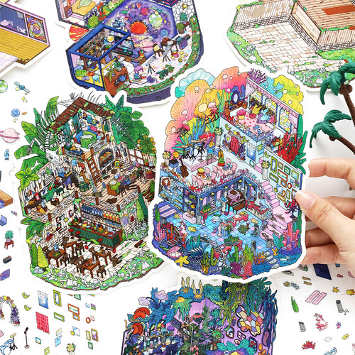 infeelme今日营业中35.0第三十五弹造景贴纸立体小屋微缩场景贴画
