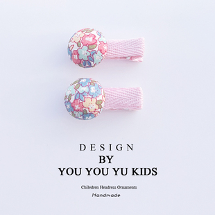 新春碎花布艺纽扣童全包布发饰女童宝宝不伤发碎发夹子小号发夹