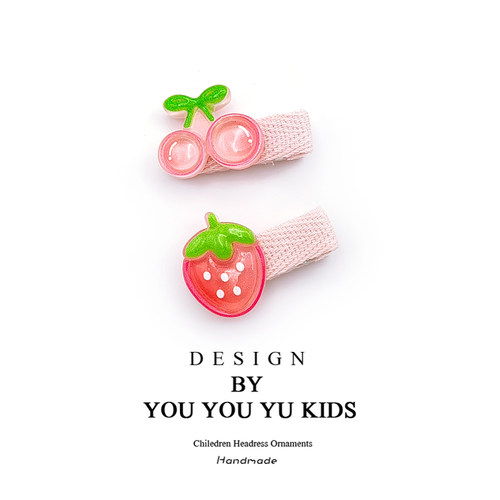 草莓婴儿发夹樱桃发卡可爱百搭全包布发夹宝宝侧边夹发饰儿童发夹