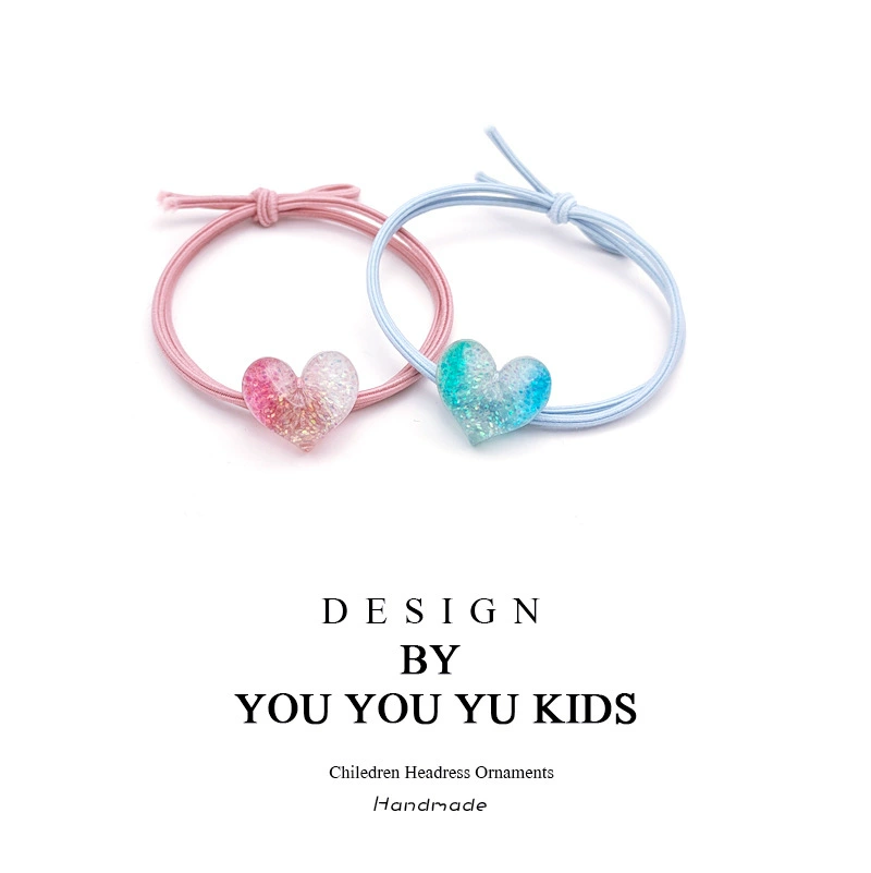 韩版渐变色爱心发绳女生扎头发橡皮筋高弹力头绳双层发圈皮套头饰