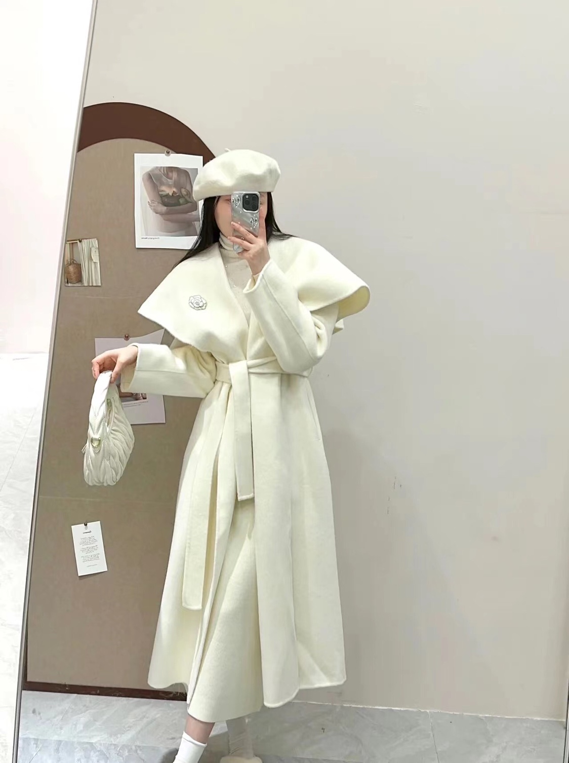 气质高端双面羊绒大衣女2023新款中长款羊毛呢子外套女秋冬高级感