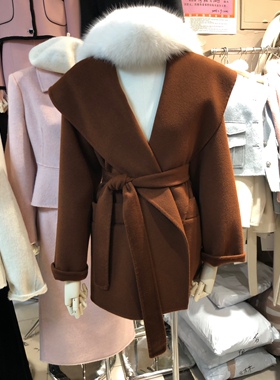 抖音苏苏同款小众设计新款双面羊毛毛呢外套女百搭慵懒风翻领大衣