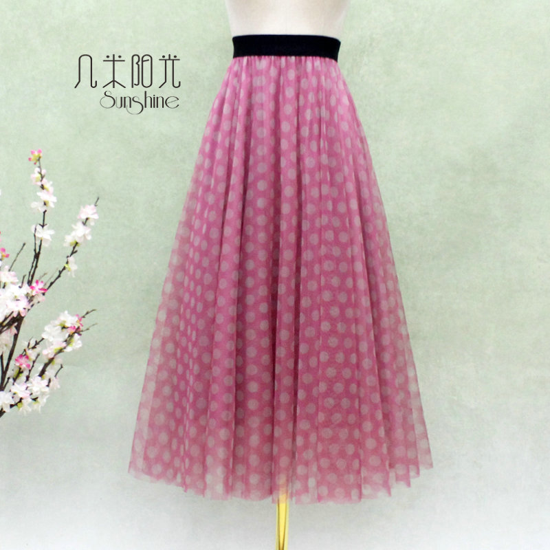 2025秋冬 精美时尚圆点印花裙网纱裙中裙 A字大摆显瘦半身裙长裙