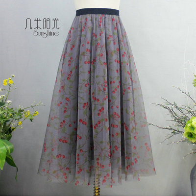 长裙仙女裙百搭A型印花半身纱裙