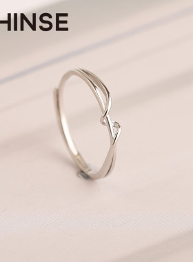 倾色925纯银简约百搭线条女戒指小众设计几何指环冷淡风高级ins潮
