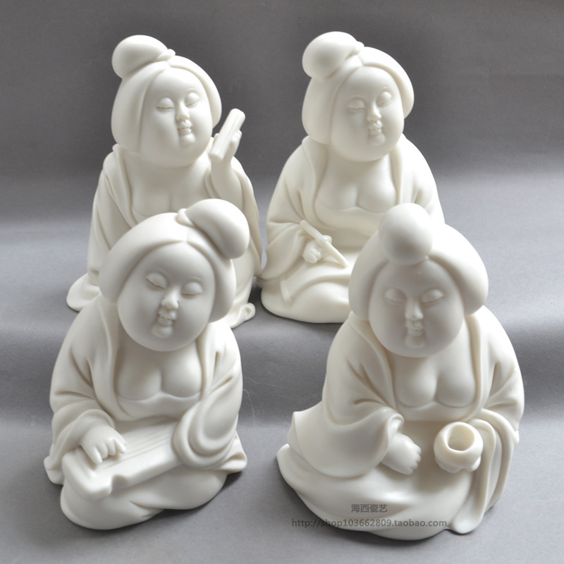唐仕女陶瓷摆件琴棋书画白瓷摆件创意人物雕塑艺术品摆件仕女摆件