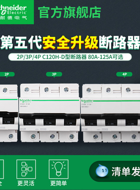 施耐德断路器D型空气开关A9动力总闸2P3P4P原装断路器80A100A125A