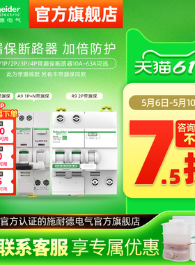 施耐德空气开关带漏电保护器2P空开开关1P断路器3P家用63A电闸