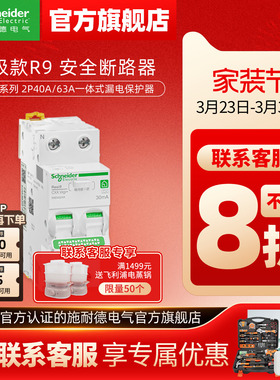 施耐德漏电保护断路器R9 Vigi+ 2P40A63A紧凑型总开关总闸