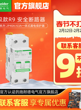 施耐德漏电保护断路器R9 Vigi+ 2P40A63A紧凑型总开关总闸