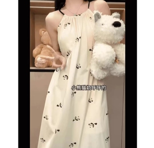 吊带裙女夏季 带胸垫睡衣可爱少女家居服夏 2024年新款 夏天薄款