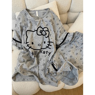 睡衣女薄款 2025新款 短袖 少女风可爱HelloKitty卡通家居服 夏季